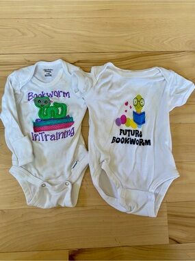 Bookworm in Training & Future Bookworm Bodysuits 3 Months, 6 Months